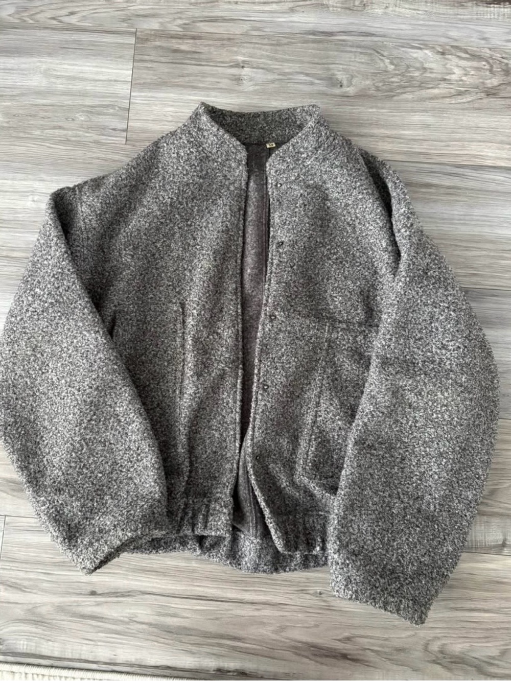 Cozy Textured Gray Bouclé Jacket